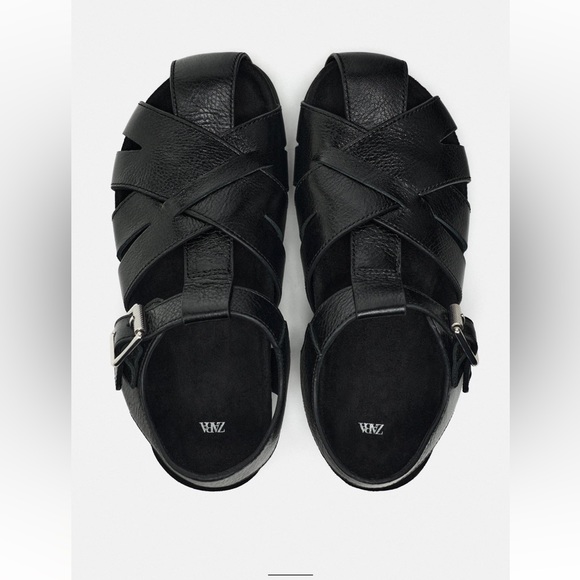 Zara Black Leather Fisherman Sandals - Picture 2 of 8